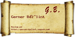 Gerner Bálint névjegykártya