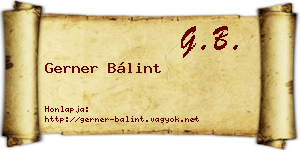 Gerner Bálint névjegykártya